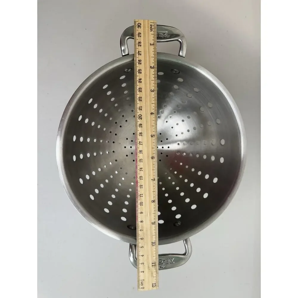 All-Clad Kitchen Tools Classic Stainless Steel 4QT Colander Strainer 9” Diameter